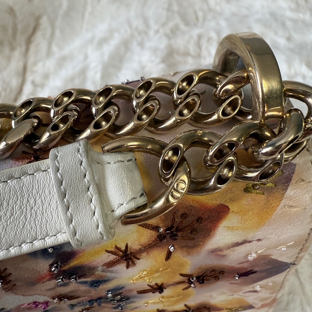 Dior Cream and Brown Crossbody Bag with Gold Chain - Picture 12 of 16